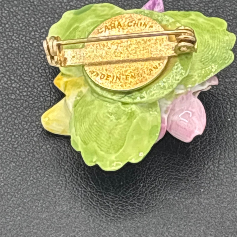 Cara China Brooch Women OS Multicolor Staffordshire Porcelain Floral Pansy Pin - Picture 6 of 9